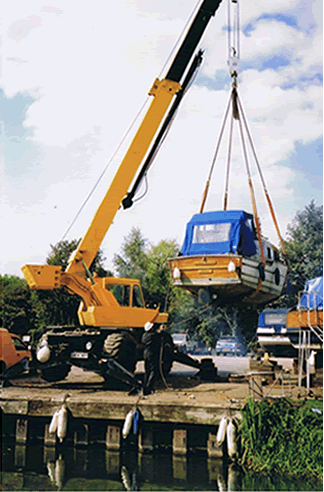 craning her out of the water