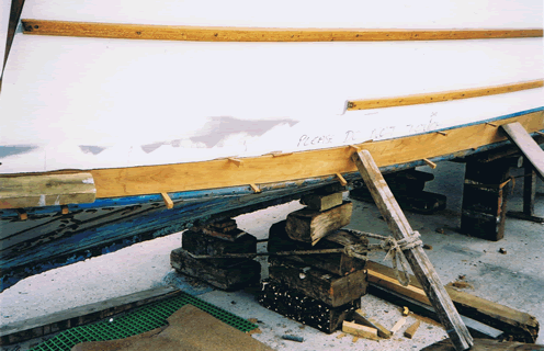 close-up of final chine repair